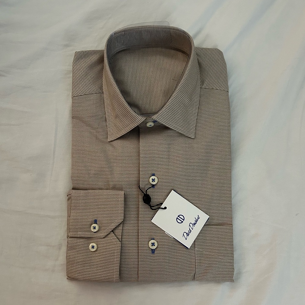 David Donahue Men's Tan Dress Shirt